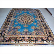 9X12 Blue Big Large Handmade Silk Persian Rugs for Sale